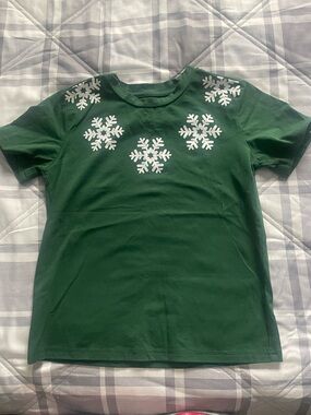Green Snowflake Short Sleeve Tee for Kids